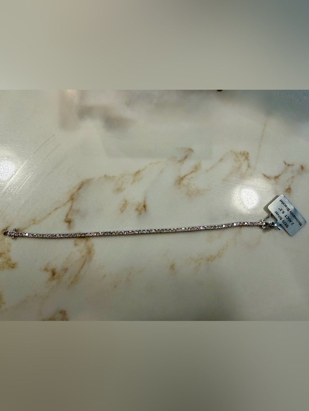 Moissanite diamond bracelet size 6.5, 2.45 ct wt, sterling silver